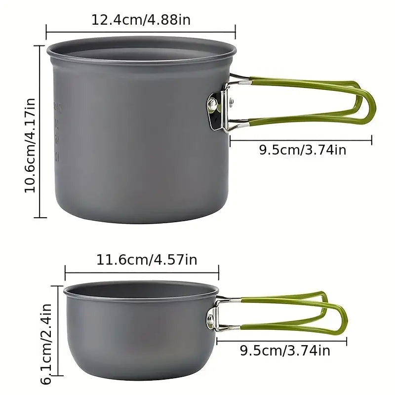 Compacte Camping Pannenset met Bestek