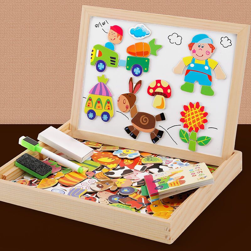 Magnetisch tekenbord – 2-in-1 houten bord met krijtzijde en magneten