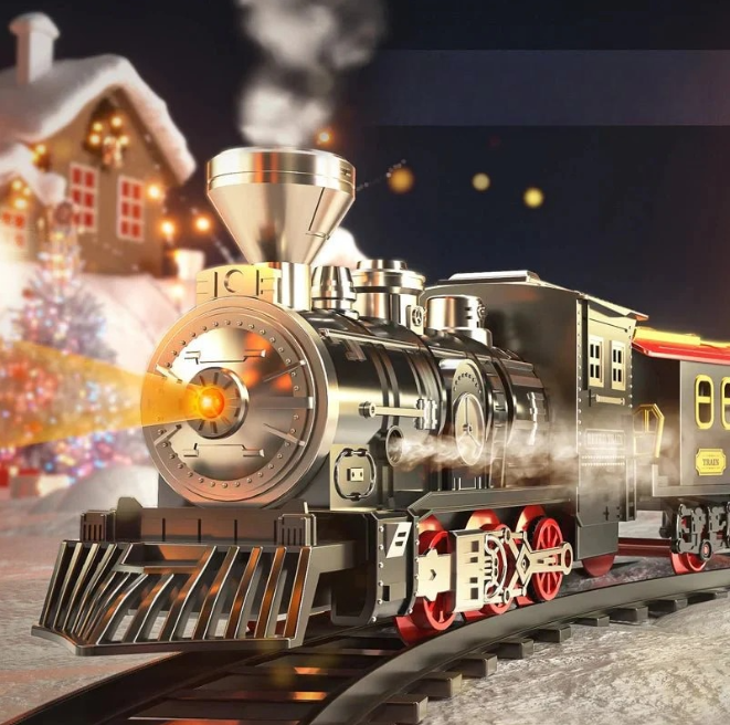 Treinset met Stoom en LED Verlichting – Complete Speelset met 12 Rails