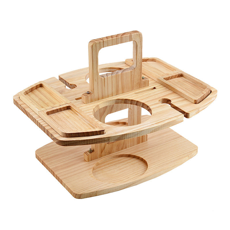 DoubleDeck Table - Draagbare Wijn- en Snacktafel – Houten Outdoor Tafel voor Borrelen in de Tuin en Picknick