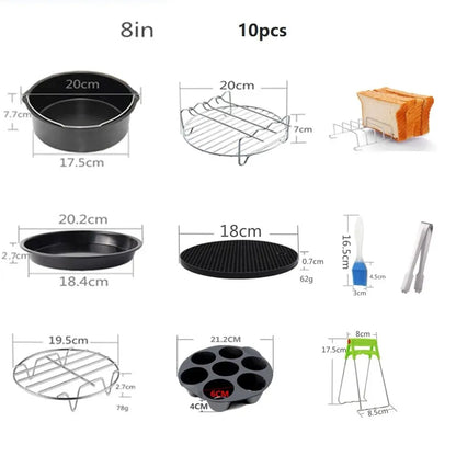 Airfryer Accessoire Set 10-Delig - Veelzijdig Handig Bakken - Siliconen
