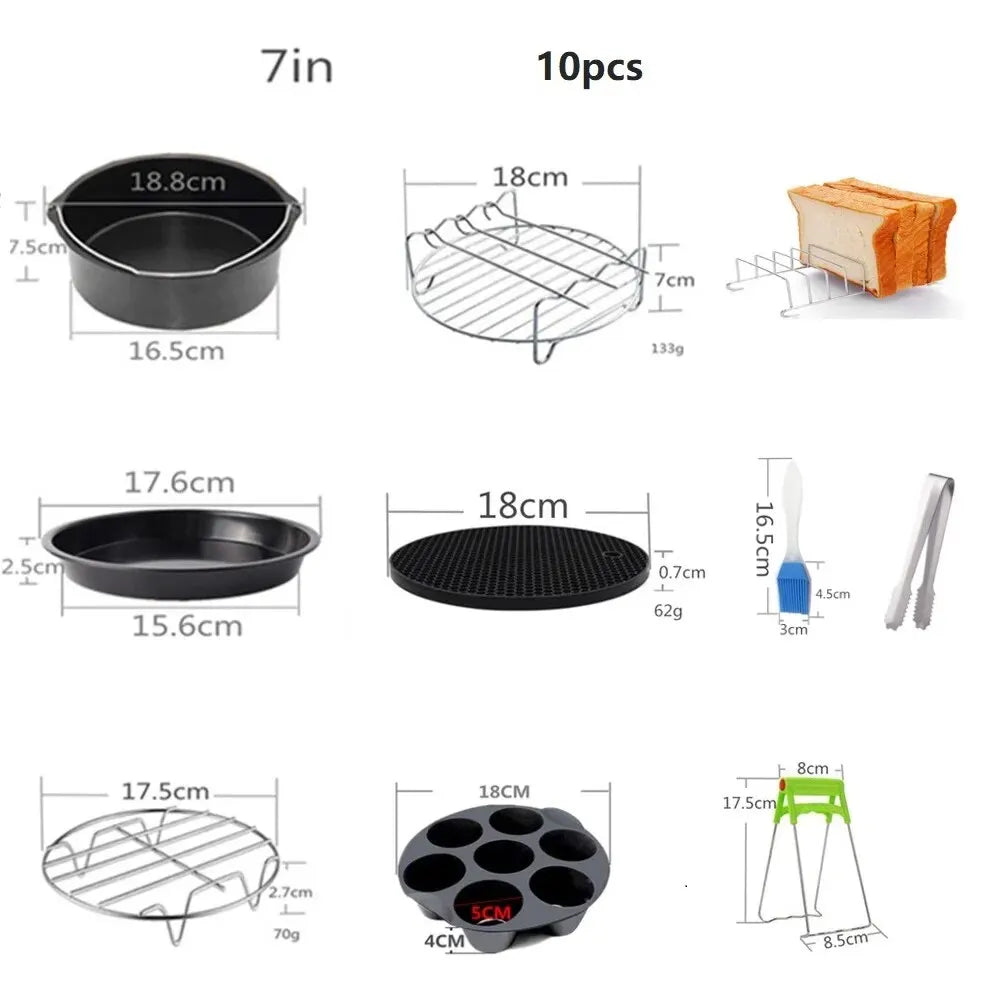 Airfryer Accessoire Set 10-Delig - Veelzijdig Handig Bakken - Siliconen
