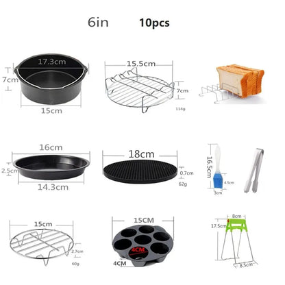 Airfryer Accessoire Set 10-Delig - Veelzijdig Handig Bakken - Siliconen