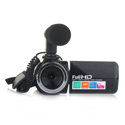 Vintage Camcorder Zwart - 24 MP, Microfoonlens voor Kristalheldere Video's