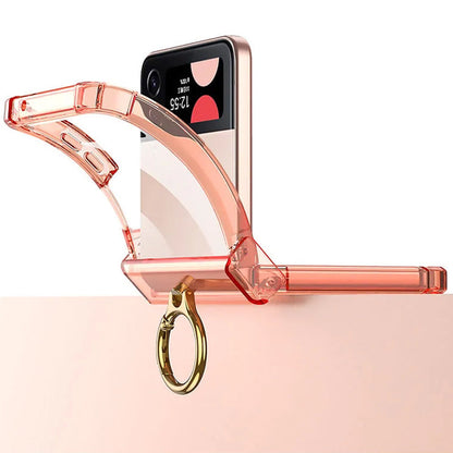 Zachte doorzichtige hoes met ring voor Samsung Galaxy Z Flip4
