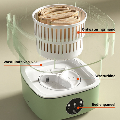 FoldaWash - De Handige Opvouwbare Mini Wasmachine met Droger - Groen