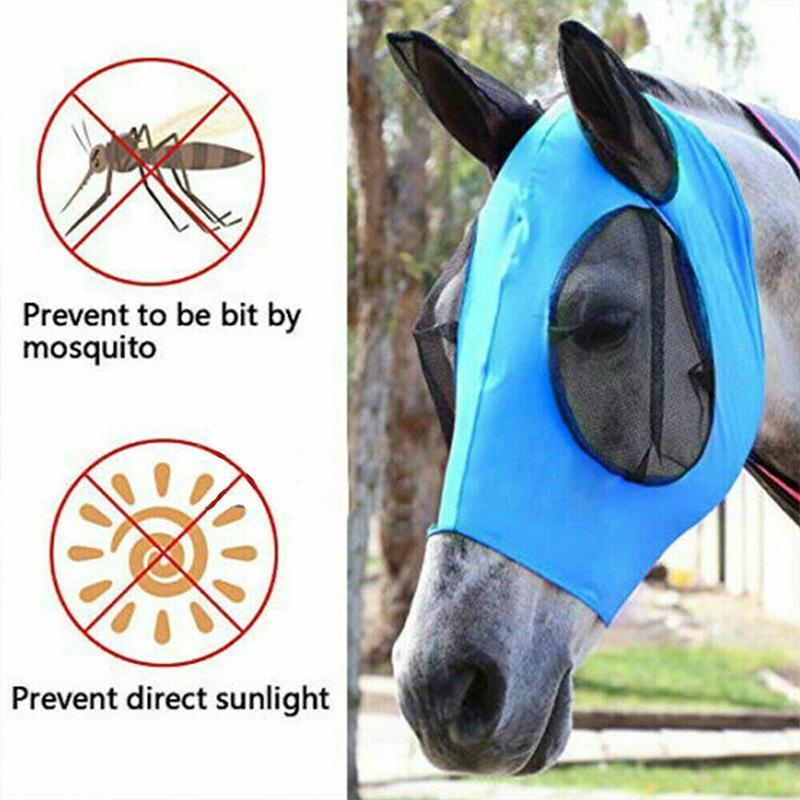 HorseSafe - Paardenmasker Anti-Vlieggaas - Blauw