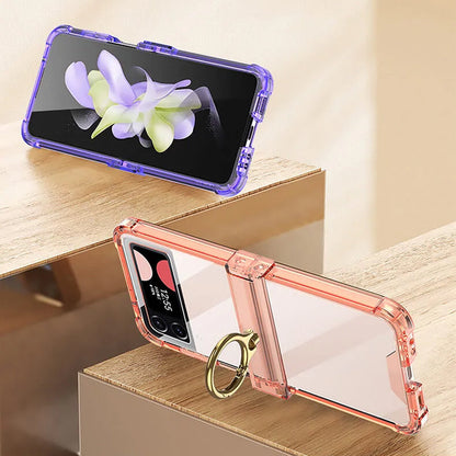 Zachte doorzichtige hoes met ring voor Samsung Galaxy Z Flip4