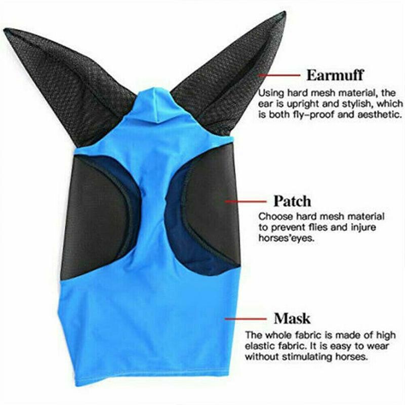 HorseSafe - Paardenmasker Anti-Vlieggaas - Blauw