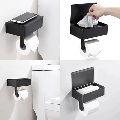 Elegante Toiletpapierhouder Zwart - Modern Design Badkamer - RVS