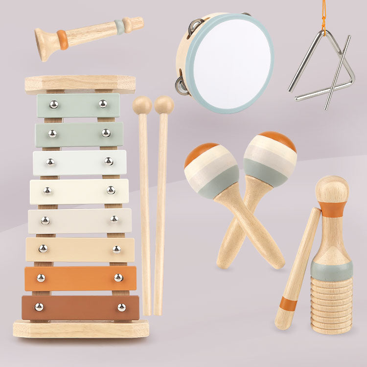 Harmony Sprout Muziekset – Montessori Peuter Speelgoed met Xylofoon, Tamboerijn en Trommel