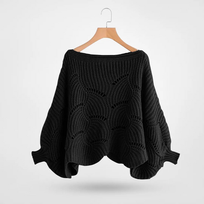Trui Dames Zwart - Chic Gebreid met Vlindermouwen - Perfect voor Moeiteloze Stijl