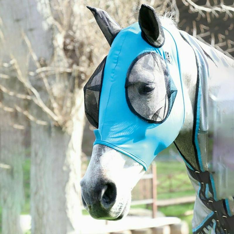 HorseSafe - Paardenmasker Anti-Vlieggaas - Blauw