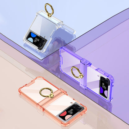 Zachte doorzichtige hoes met ring voor Samsung Galaxy Z Flip4
