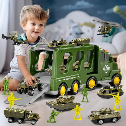 ActionTroop Militair Speelgoedset – 14-in-1 Vrachtwagen, Tanks & Geluid