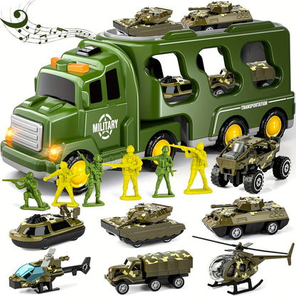 ActionTroop Militair Speelgoedset – 14-in-1 Vrachtwagen, Tanks & Geluid