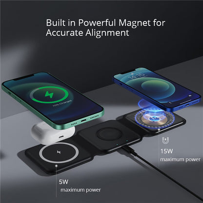 3-in-1 Draadloze Oplader - Eén Oplader voor Je Smartphone, Smart Watch en Oordopjes - Wit