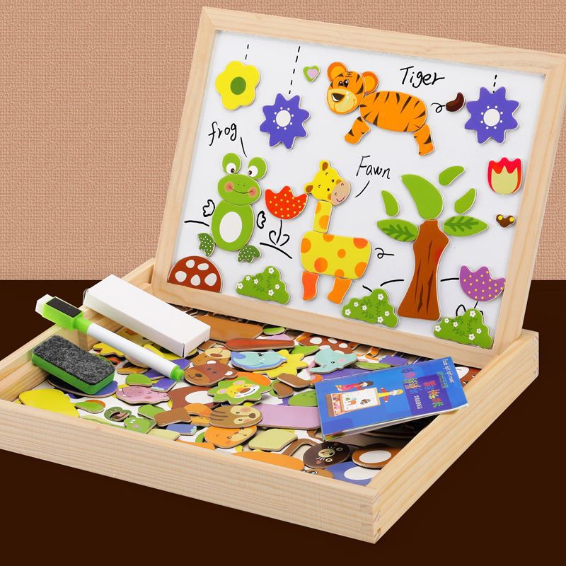 Magnetisch tekenbord – 2-in-1 houten bord met krijtzijde en magneten