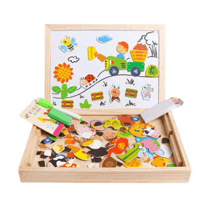 Magnetisch tekenbord – 2-in-1 houten bord met krijtzijde en magneten