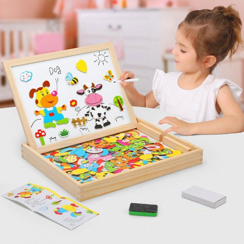Magnetisch tekenbord – 2-in-1 houten bord met krijtzijde en magneten