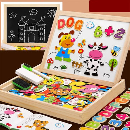 Magnetisch tekenbord – 2-in-1 houten bord met krijtzijde en magneten