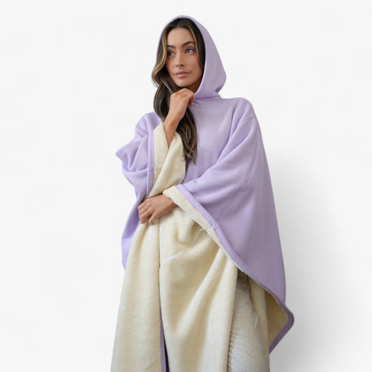 Cap Unisex Rozenkwarts - Fleece Poncho met Capuchon - Ultiem Comfort en Stijl