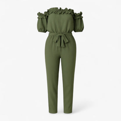 Dames Elegante Kombinezon met Volantmouwen - Groen