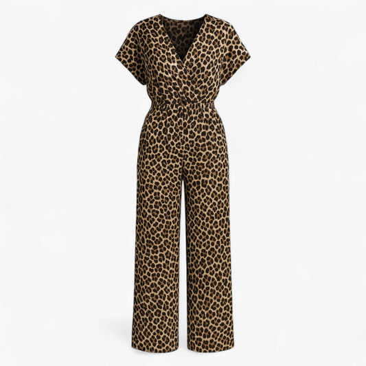 Dames Elegante Tuta met Panterprint - Bruin