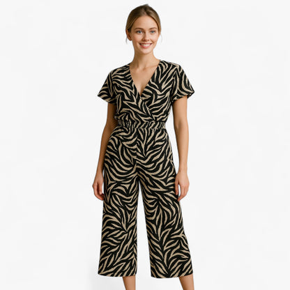 Dames Elegante Tuta met Panterprint - Bruin