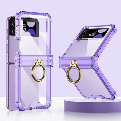 Zachte doorzichtige hoes met ring voor Samsung Galaxy Z Flip4