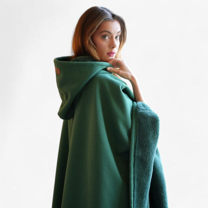 Cap Unisex Rozenkwarts - Fleece Poncho met Capuchon - Ultiem Comfort en Stijl