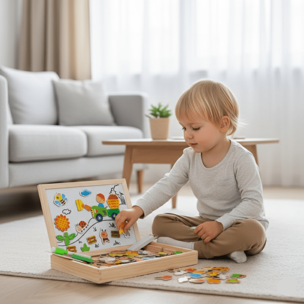 Magnetisch tekenbord – 2-in-1 houten bord met krijtzijde en magneten