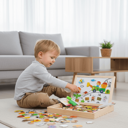 Magnetisch tekenbord – 2-in-1 houten bord met krijtzijde en magneten