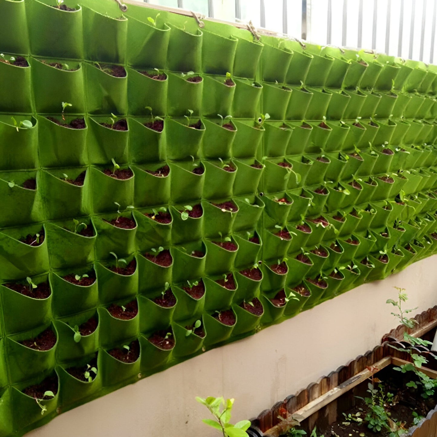 Hangende Tas voor de Tuin - Voor Hangplanten en Buitengebruik 2 Groen Raster