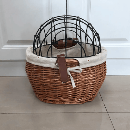 Honden Fietsmand Voorop Cognac - Riet Look Waterdicht - Rotan