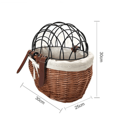Honden Fietsmand Voorop Cognac - Riet Look Waterdicht - Rotan