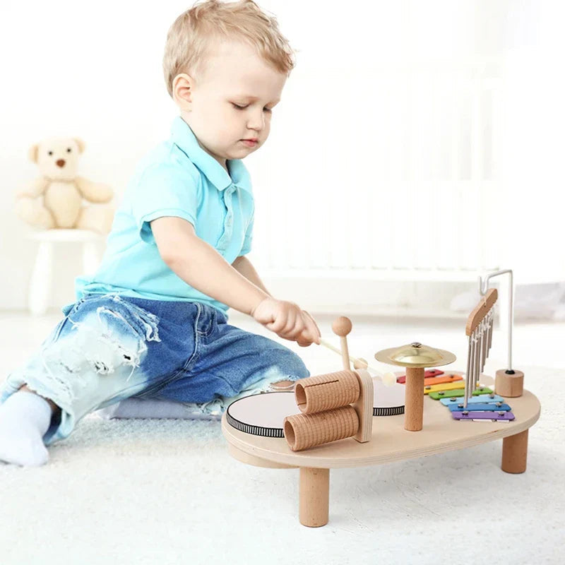 WoodPlay – Houten Muziekstation met Xylofoon, Trommel & Maracas – Kinderen