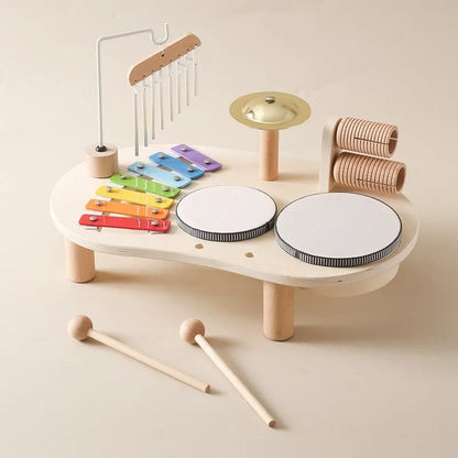 WoodPlay – Houten Muziekstation met Xylofoon, Trommel & Maracas – Kinderen