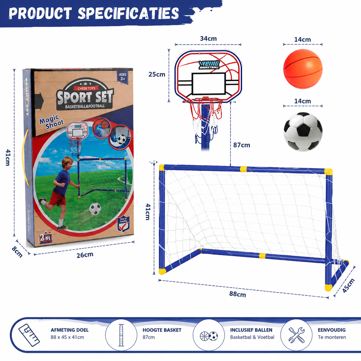 Kids Ball Games - Dubbel Speelplezier - Voetbal & Basketbal Speelgoed Set