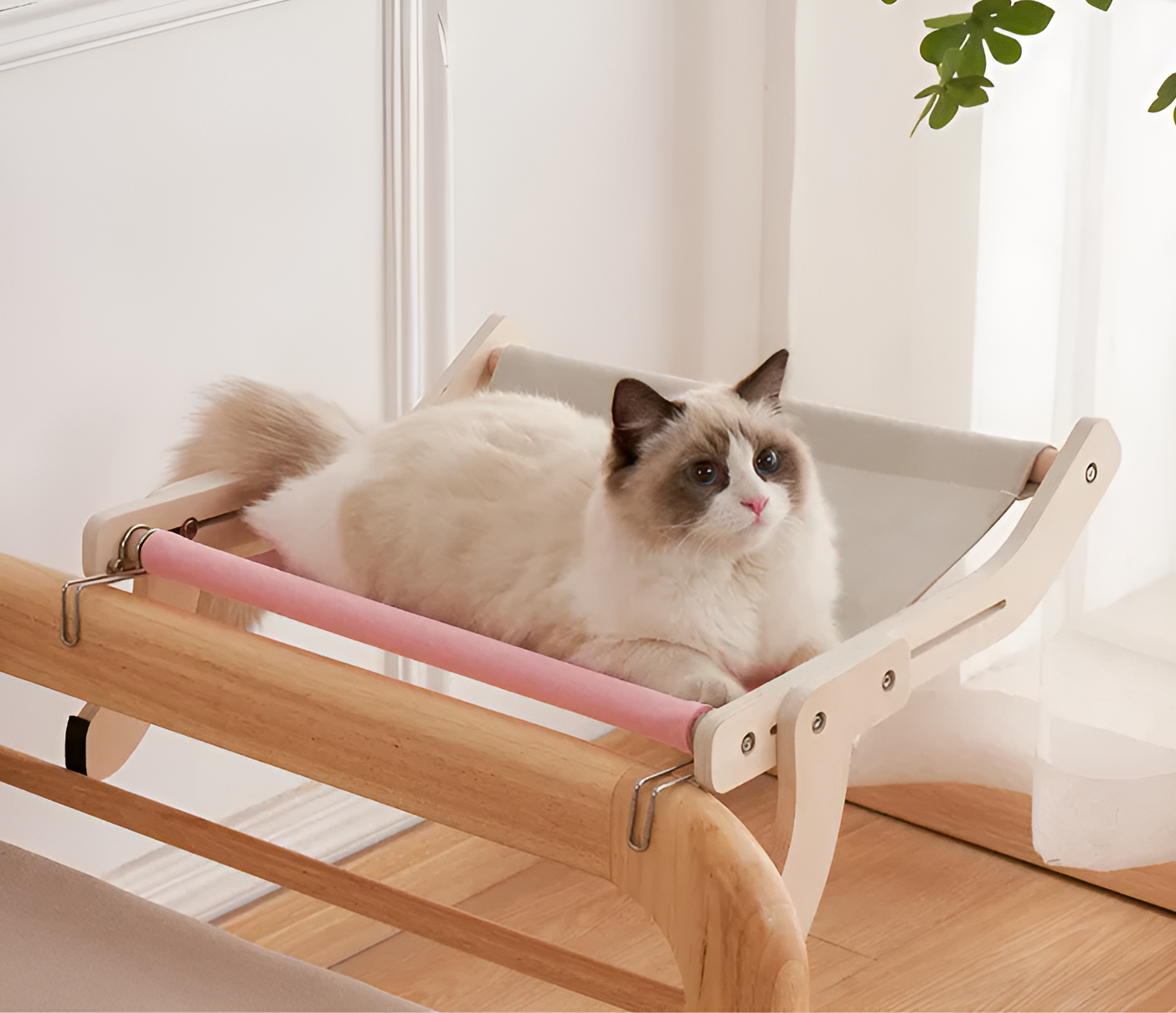 Katten Hangmat - Elegant Houten Wandmontage Bed - Hout