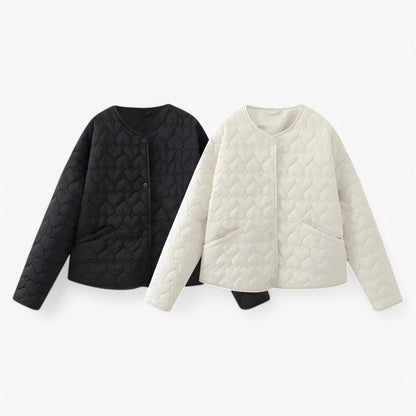 Jas Dames Zwart - Gequilted Hart - Veelzijdig Comfort voor Herfst/Winter