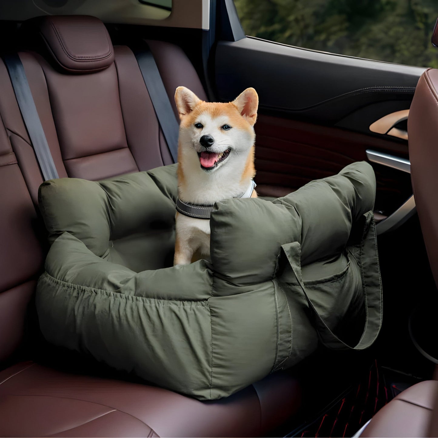 Honden Auto Mand Blauw-Wit Gestreepte Heren - Luxe & Comfortabele Autostoel voor Honden