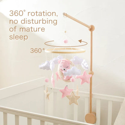 CuddleWood – Houten Baby Mobiel met Viltberen – Wiegdecoratie