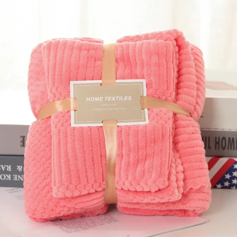 Coral Fleece Badhanddoekenset - De Definitie van Zachtheid. - Lichtblauw