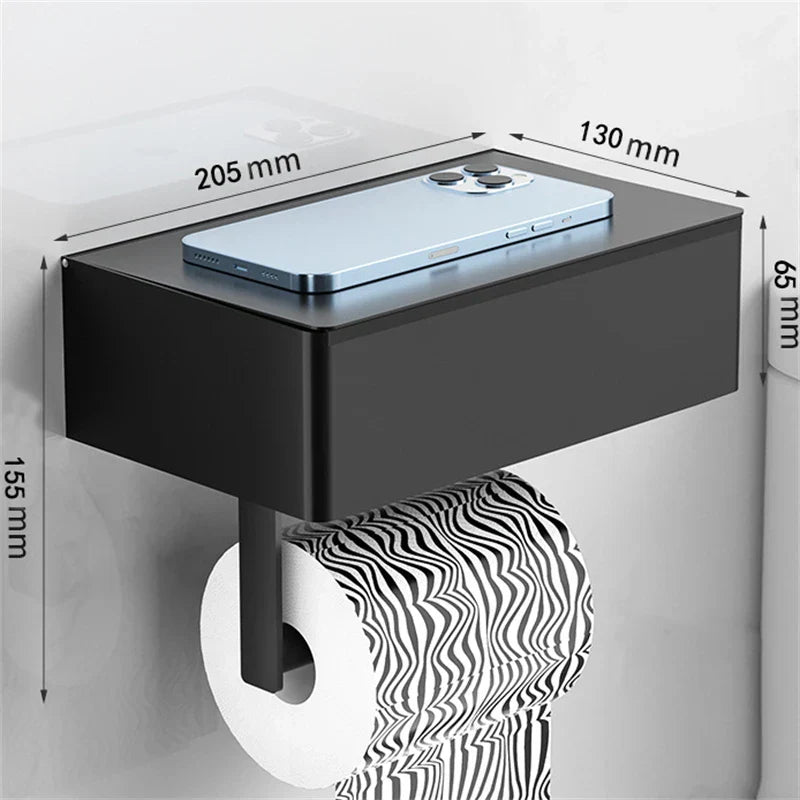 Elegante Toiletpapierhouder Zwart - Modern Design Badkamer - RVS