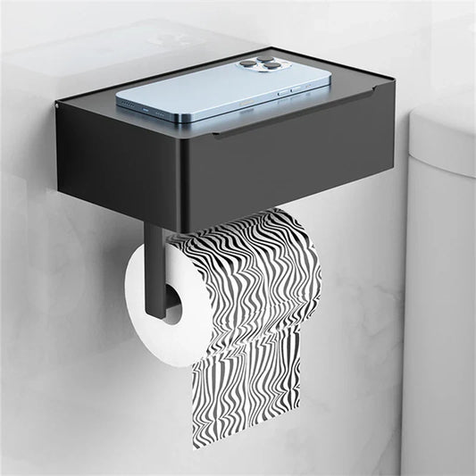 Elegante Toiletpapierhouder Zwart - Modern Design Badkamer - RVS