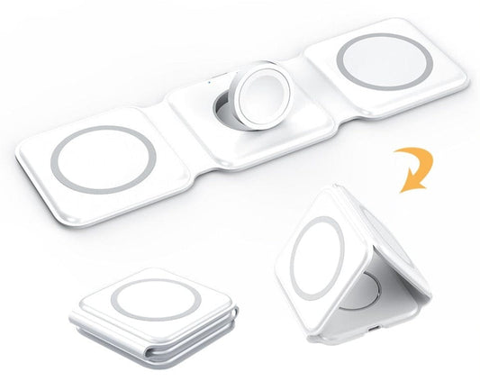 3-in-1 Draadloze Oplader - Eén Oplader voor Je Smartphone, Smart Watch en Oordopjes - Wit