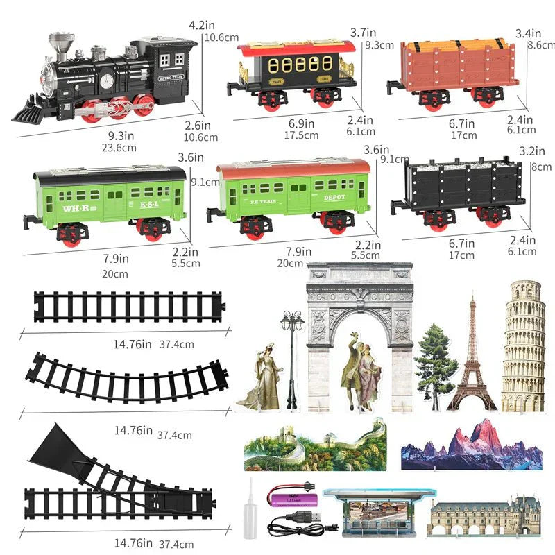 Treinset met Stoom en LED Verlichting – Complete Speelset met 12 Rails