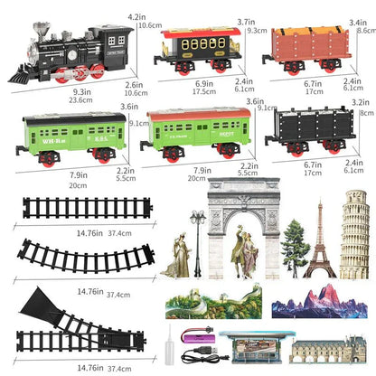 Treinset met Stoom en LED Verlichting – Complete Speelset met 12 Rails