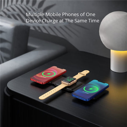 3-in-1 Draadloze Oplader - Eén Oplader voor Je Smartphone, Smart Watch en Oordopjes - Wit